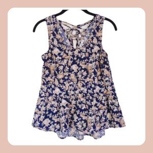 Blu Pepper | Navy Floral Peplum Top